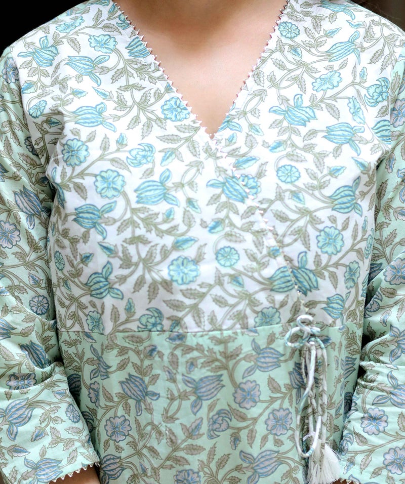 Miravan Women's Green Hand Block Printed Kurta for Women - Image 3